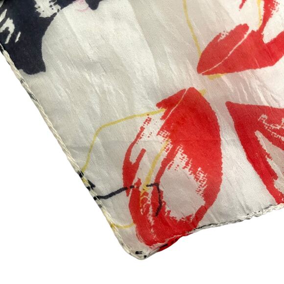 Galeries Lafayette Colorful Leaf-Print Lightweight Silk Long Rectangle Scarf - Picture 4 of 6